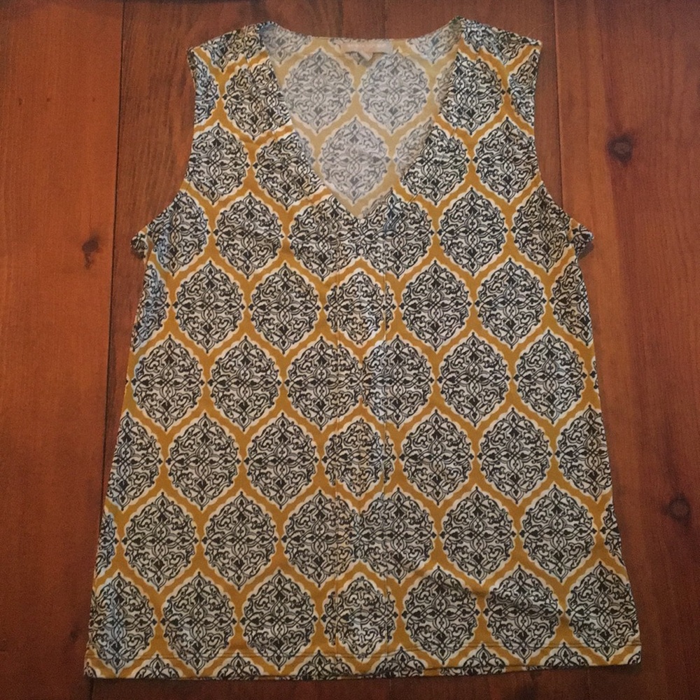 Banana Republic mustard and black pattern top